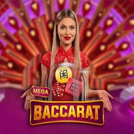Mega Baccarat logo by Pragmatic Play at Robocat Casino